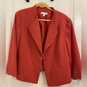 Nine West womens plus size 2z red/coral cropped open blazer with pockets